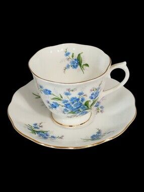 Royal Albert Bone China Tea Cup & Saucer Flower Of The Month July Forget Me Not